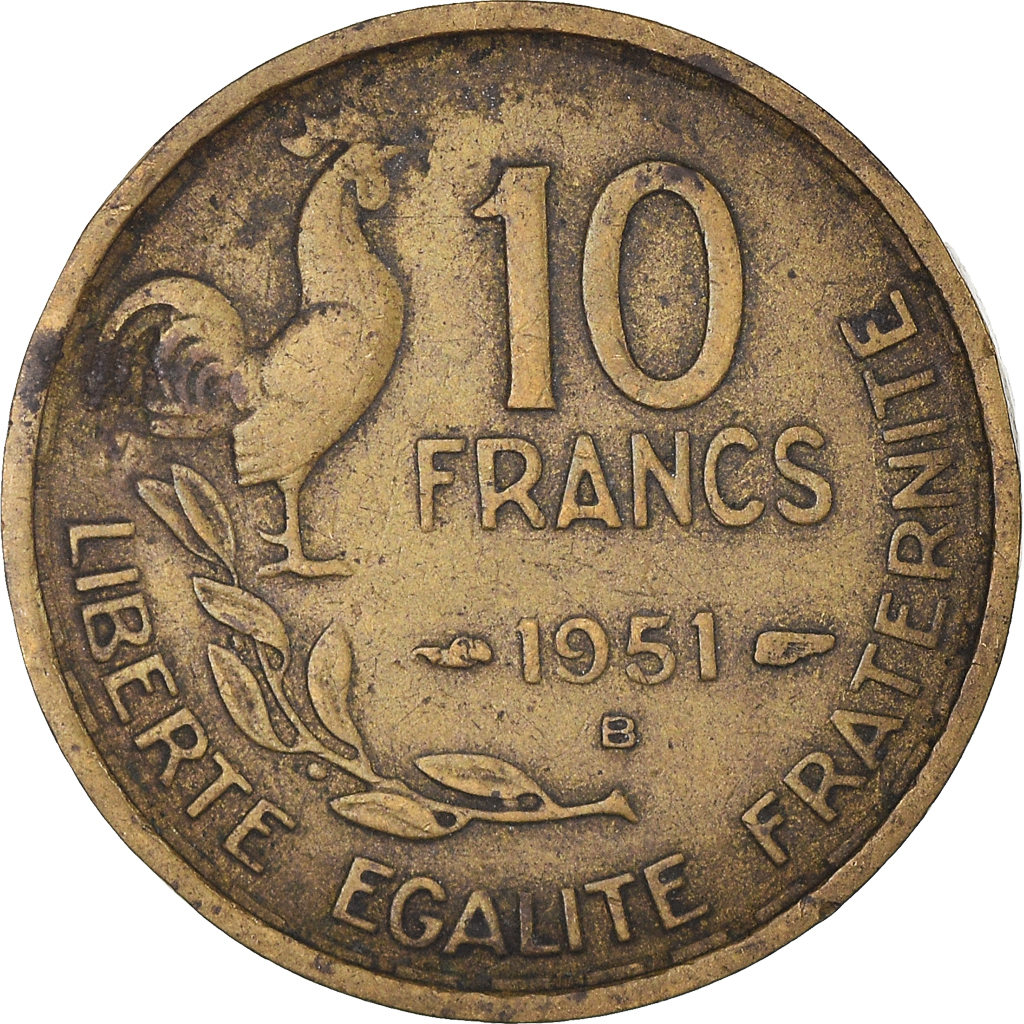 Coin, France, Guiraud, 10 Francs, 1951, Beaumont - Le Roger