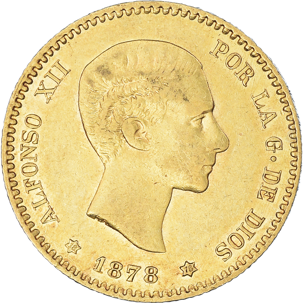 Coin, Spain, Alfonso XII, 10 Pesetas, 1878, Madrid, , Gold, KM677