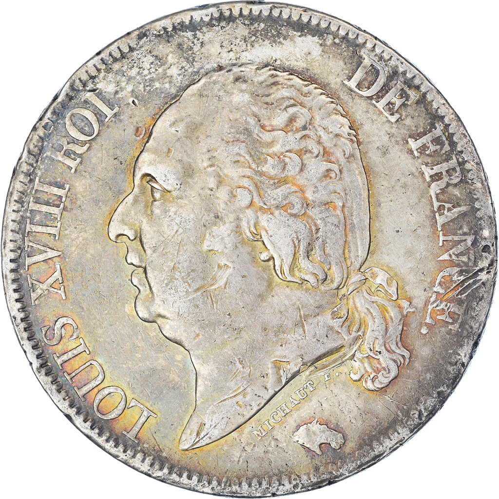 Coin, France, Louis XVIII, 5 Francs, 1821, Lille, EF, Silver, KM:711.13