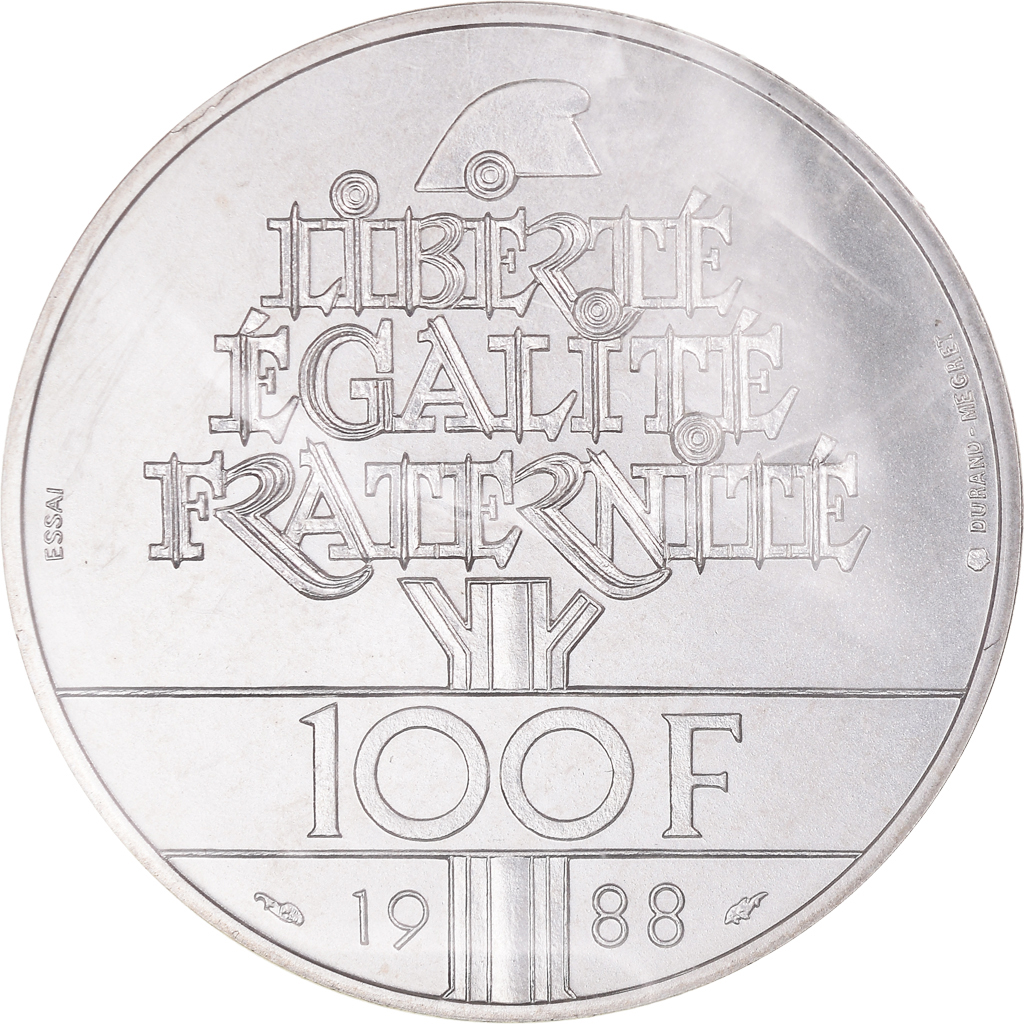 Coin, France, Fraternité, 100 Francs, 1988, ESSAI, , Silver, KM:E141