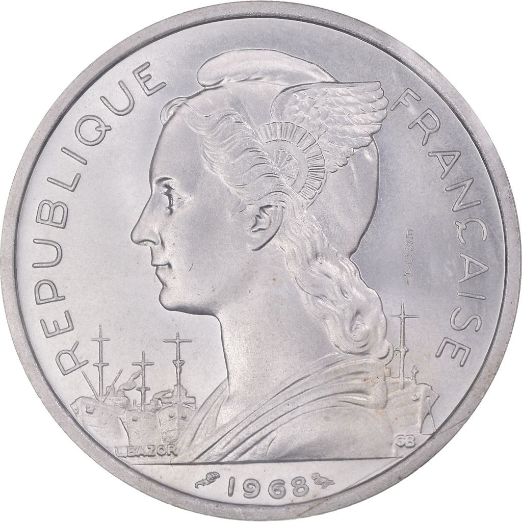 Coin, FRENCH AFARS & ISSAS, 5 Francs, 1968, Paris, ESSAI, , Aluminium