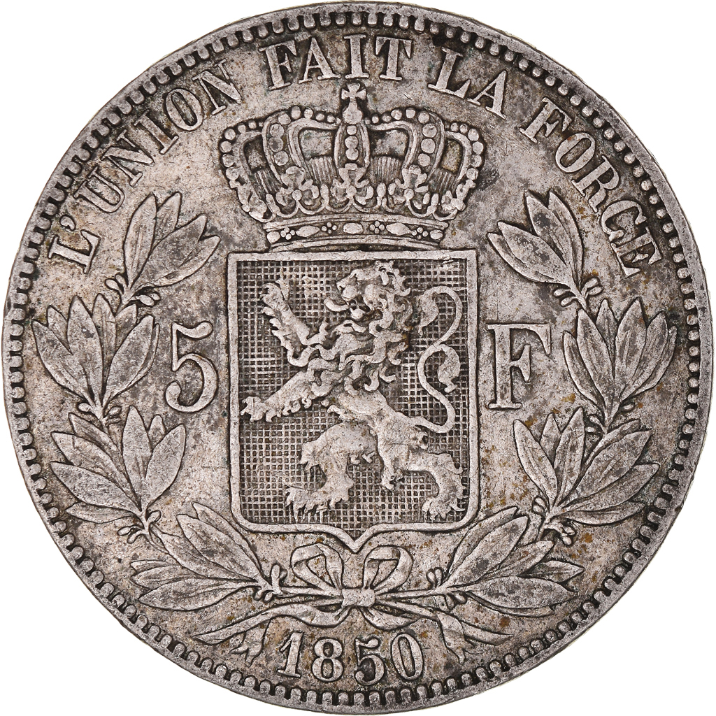 Coin, Belgium, Leopold I, 5 Francs, 5 Frank, 1850, , Silver, KM:17