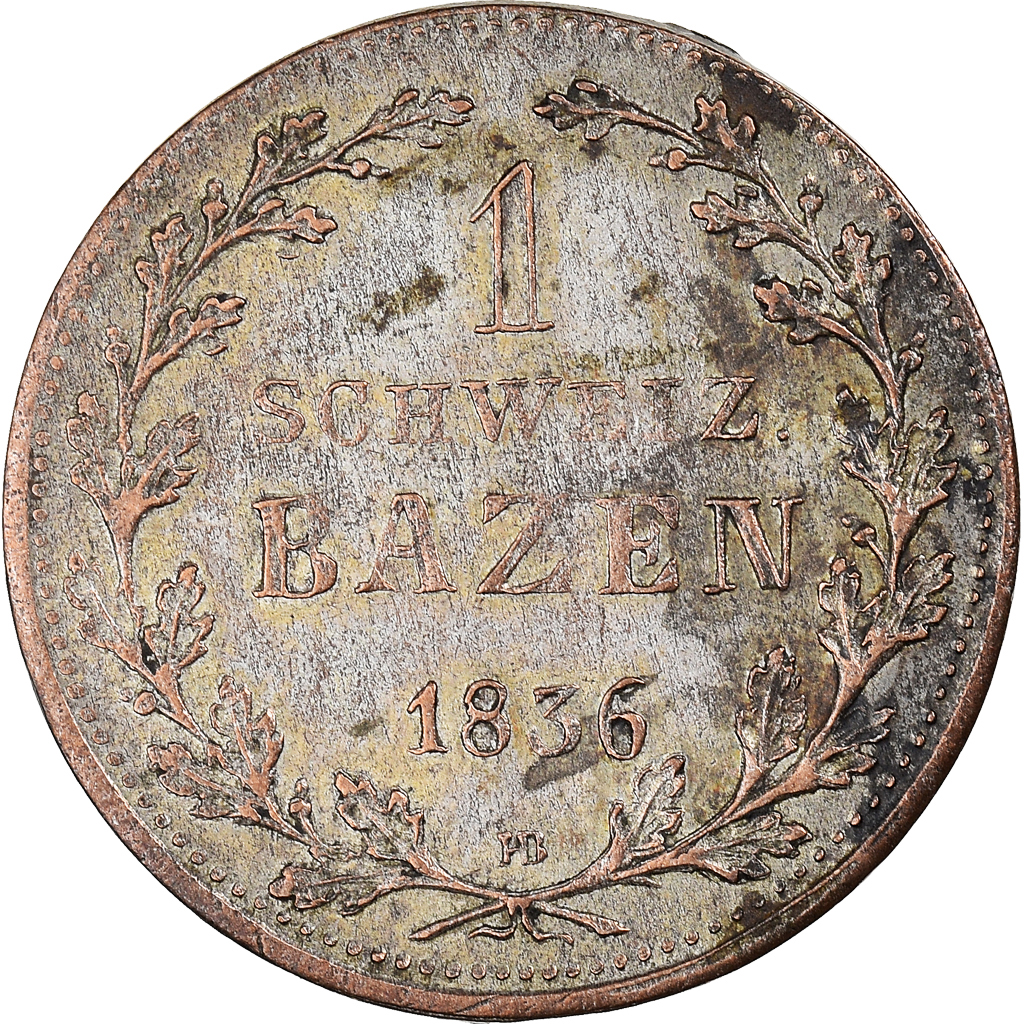 Coin, SWISS CANTONS, GRAUBUNDEN, Batzen, 1836, , Billon, KM:14