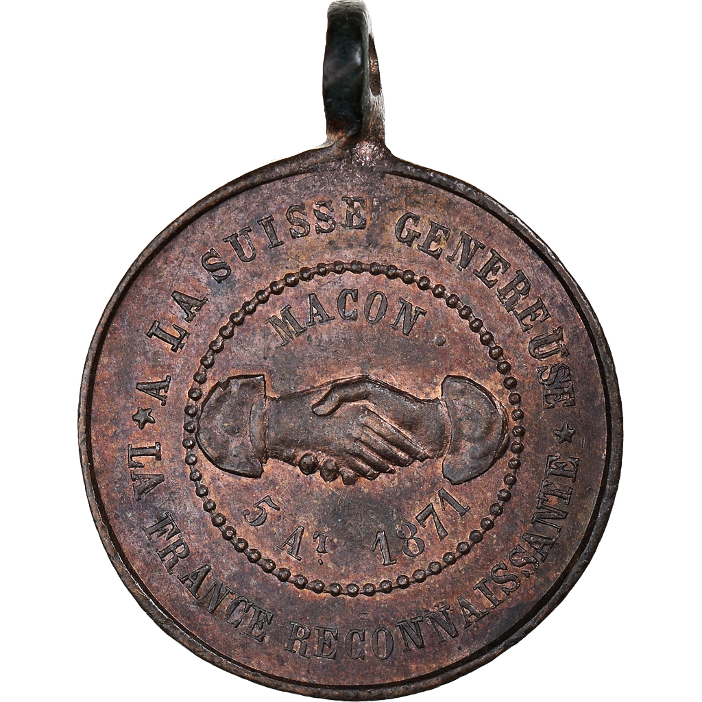 France, Medal, IIIe République, Suisse généreuse, France reconnaissante, 1871