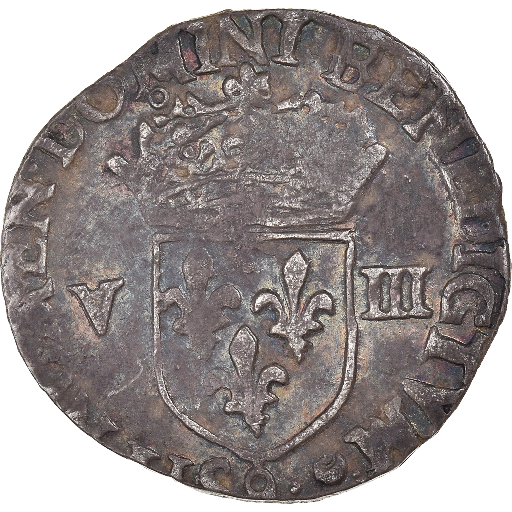 Coin, France, Henri III, 1/8 Ecu, 1584, Rennes, , Silver, Sombart:4664