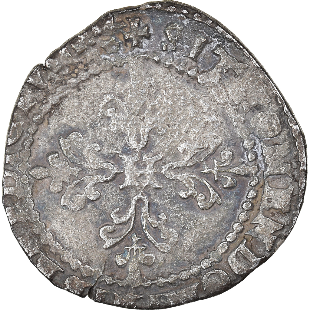 Coin, France, Henri III, Demi Franc, 1581, Bayonne, VF, Silver