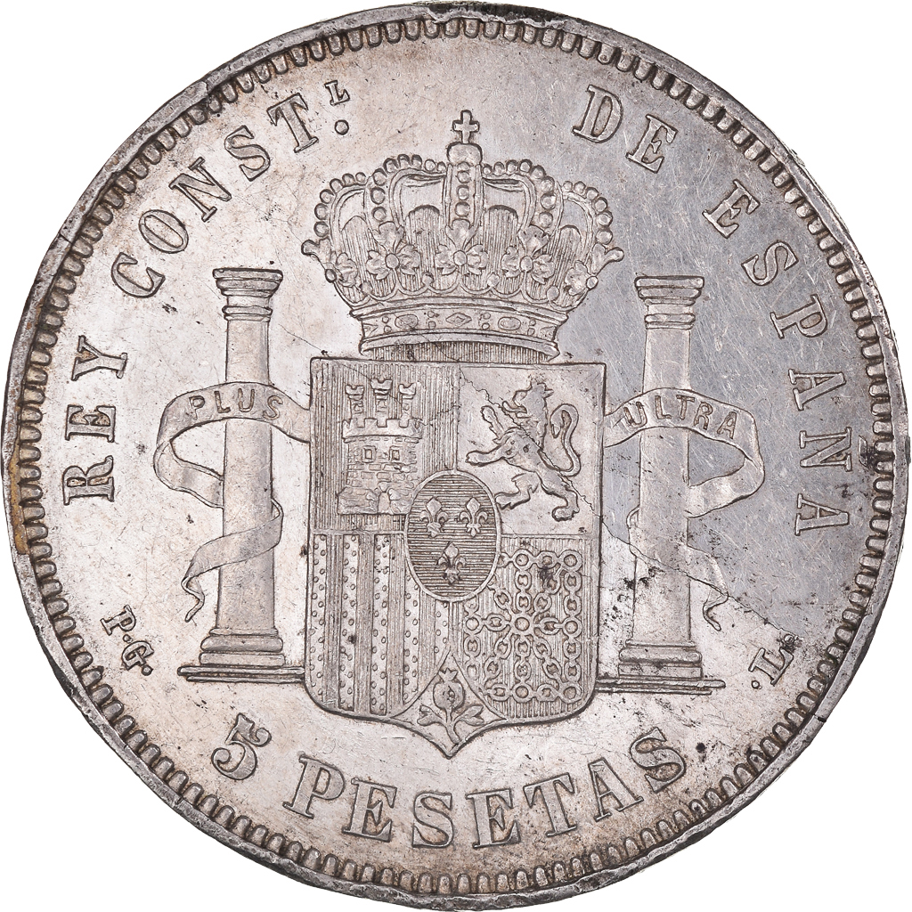 Coin, Spain, Alfonso XIII, 5 Pesetas, 1893, Madrid, AU, Silver, KM:700