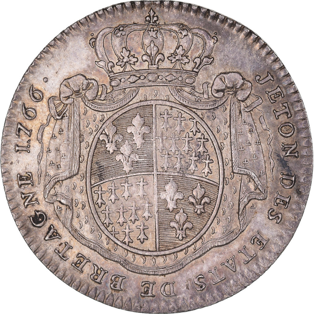 France, Token, Royal, États de Bretagne, Rennes, 1766, , Silver