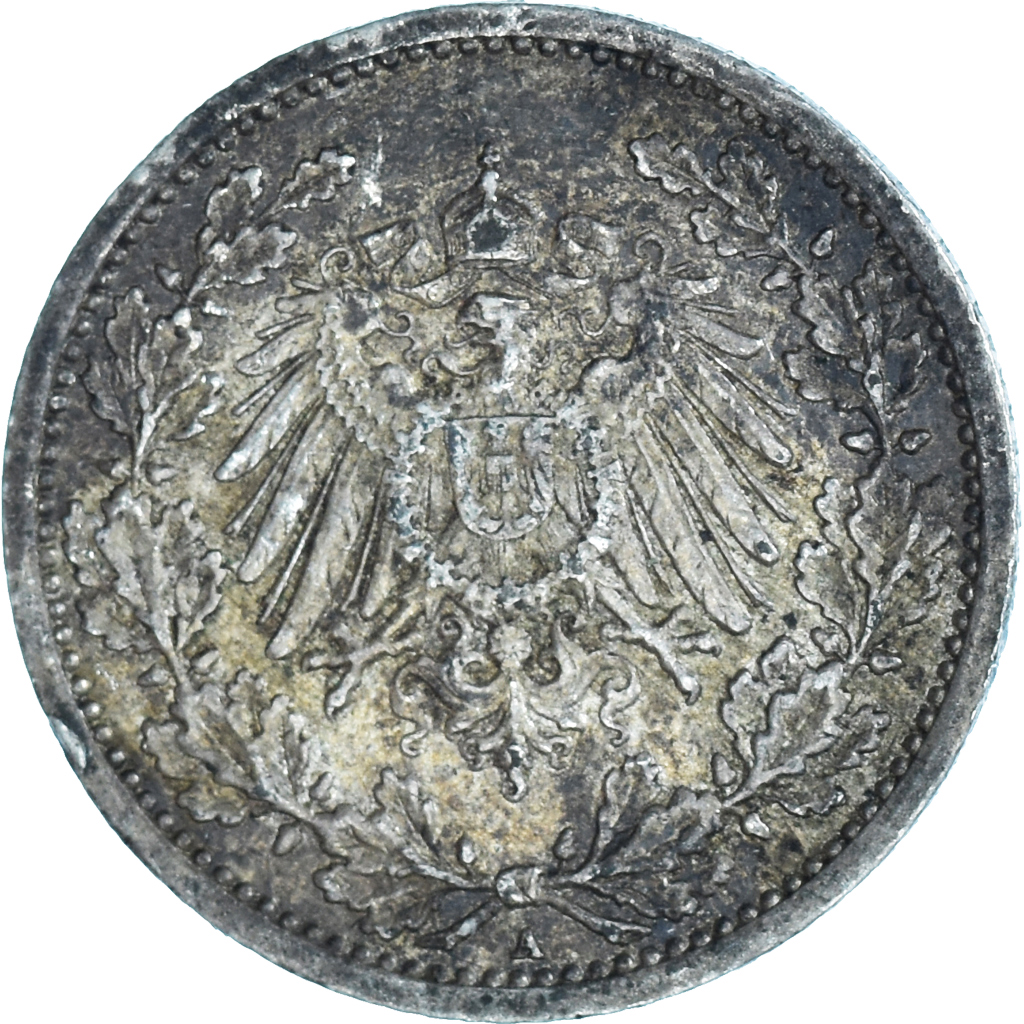 Coin, GERMANY - EMPIRE, 1/2 Mark, 1908, Berlin, , Silver, KM:17