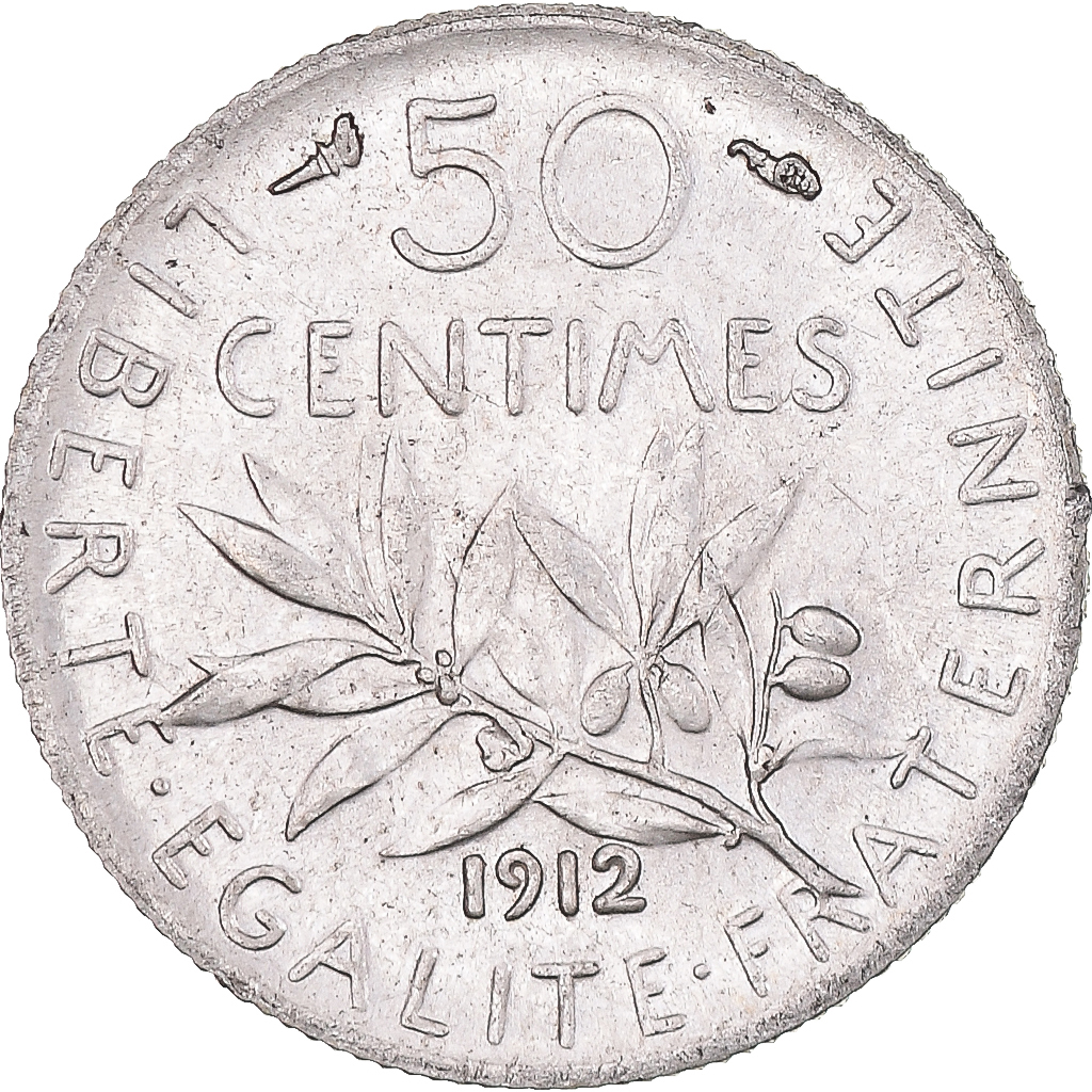 Coin, France, Semeuse, 50 Centimes, 1912, Paris, , Silver, KM:854