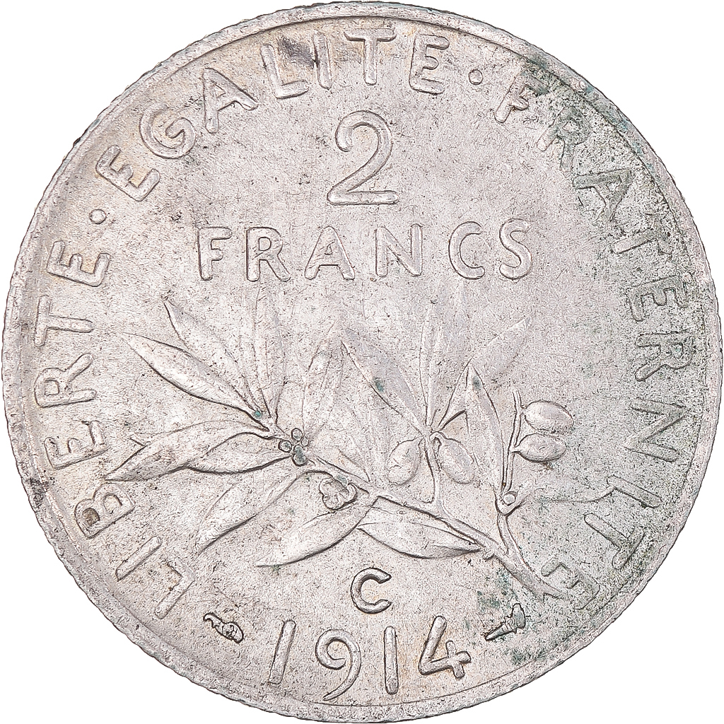 Coin, France, Semeuse, 2 Francs, 1914, Castelsarrasin, , Silver