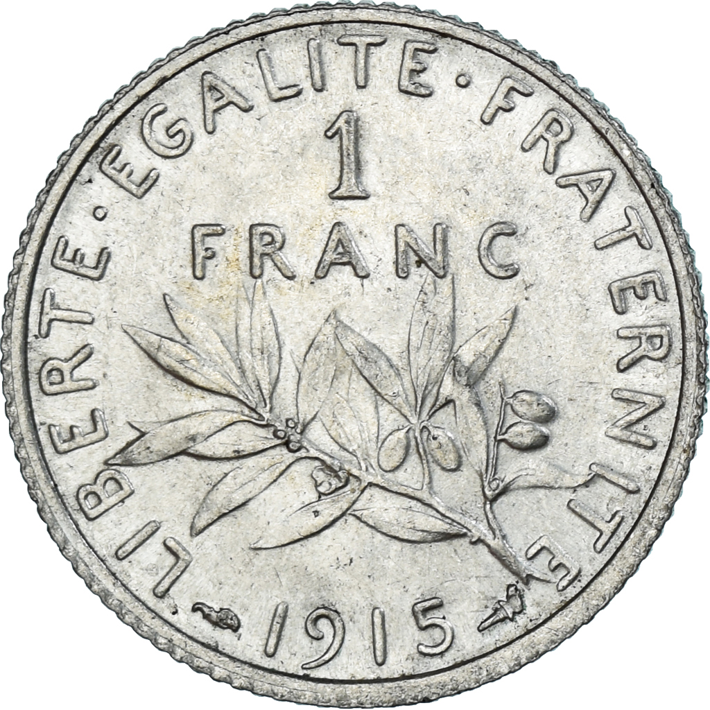 Coin, France, Semeuse, Franc, 1915, Paris, , Silver, KM:844.1, Gadoury:467