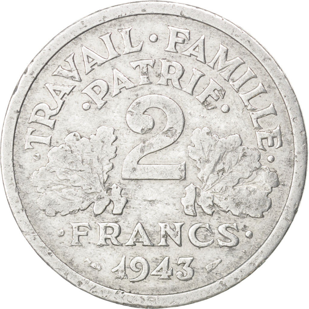 Coin, France, Bazor, 2 Francs, 1943, Beaumont le Roger, , Aluminum