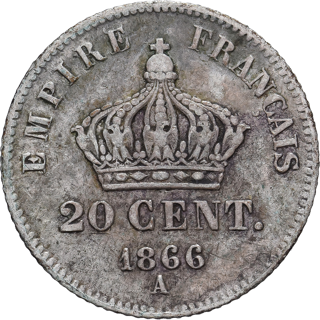 Coin, France, Napoleon III, 20 Centimes, 1866, Paris, , Silver