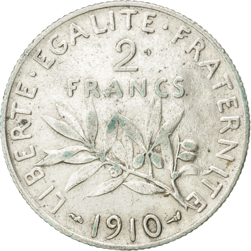 Coin, France, Semeuse, 2 Francs, 1910, , Silver, KM:845.1, Gadoury:532