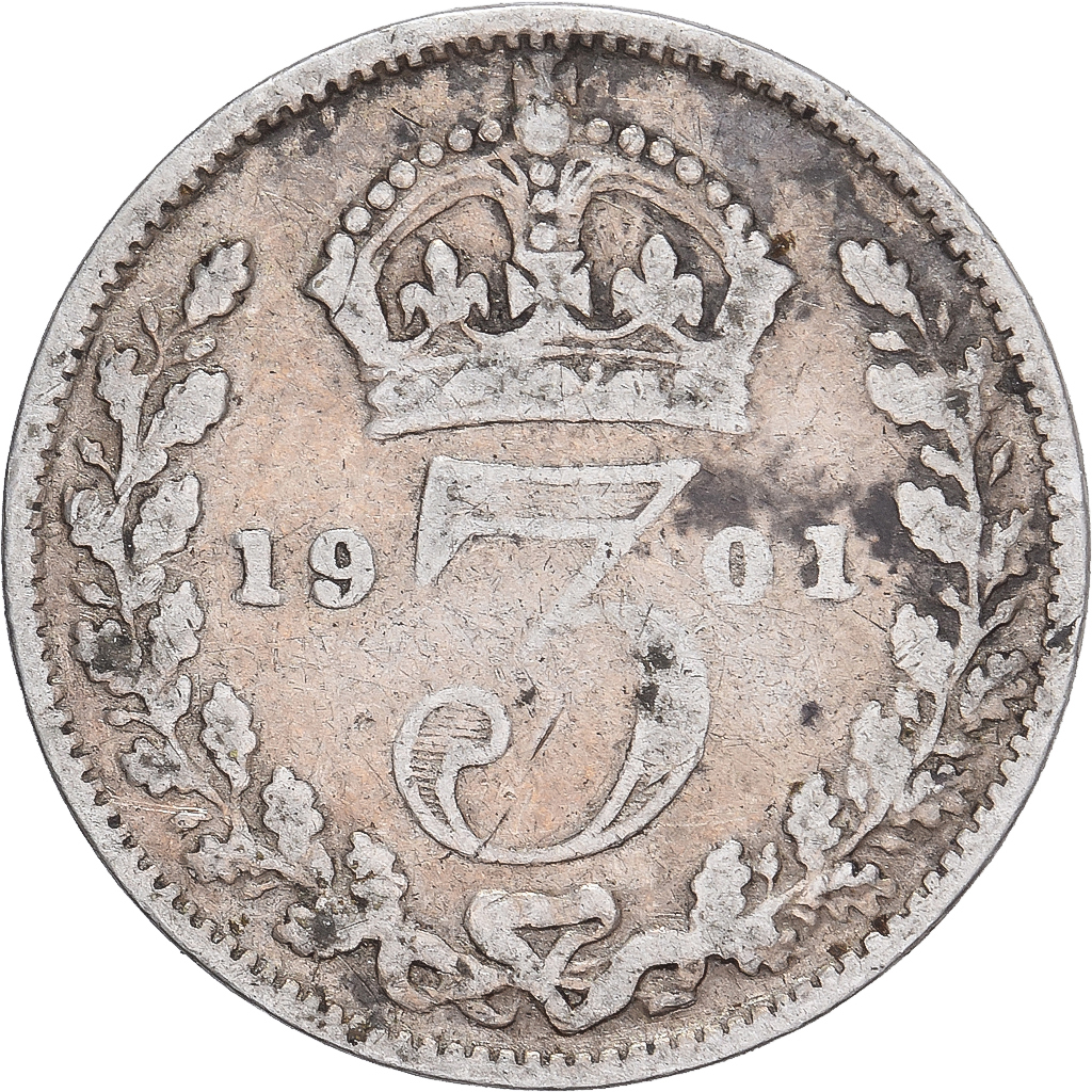 849981] Coin, Great Britain, Victoria, 3 Pence, 1901, VF, Silver