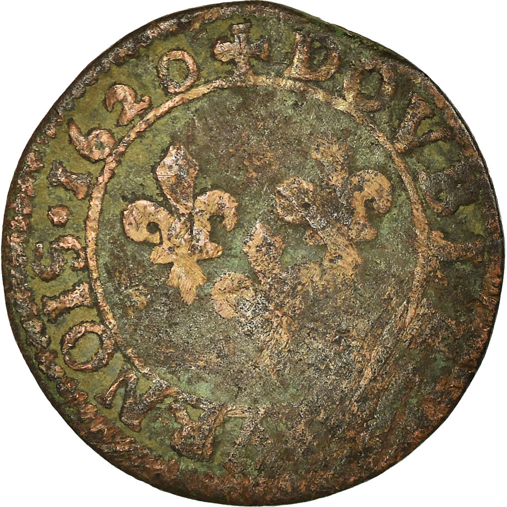Coin, France, Louis XIII, Double tournois, buste juvénile, Double Tournois
