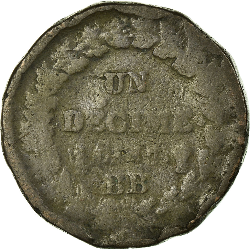 Coin, France, Dupré, Decime, AN 7/5, Strasbourg, , Bronze, KM:644.4