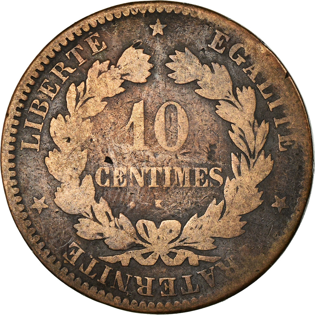 Coin, France, Cérès, 10 Centimes, 1871, Bordeaux, F, Bronze, KM:815.2