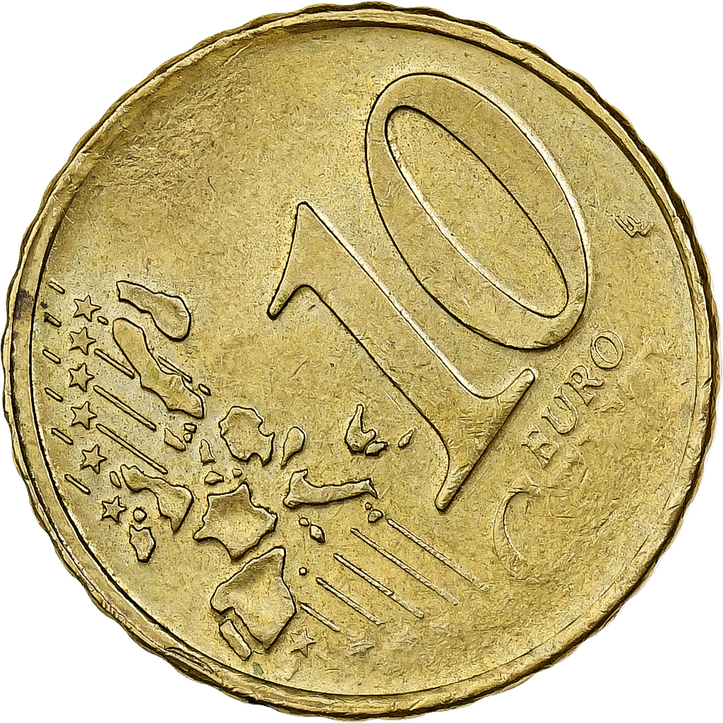 Netherlands, Beatrix, 10 Euro Cent, error cud coin and rotated die, 2000