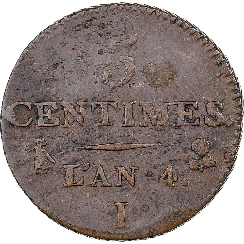 France, 5 Centimes, Dupré, AN 4, Limoges, Copper, , Gadoury:124