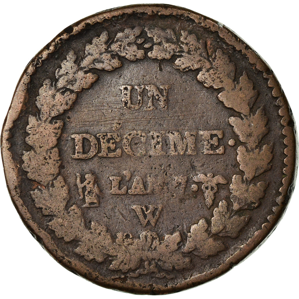 Coin, France, Dupré, Decime, AN 7, Lille, , Bronze, KM:644.11