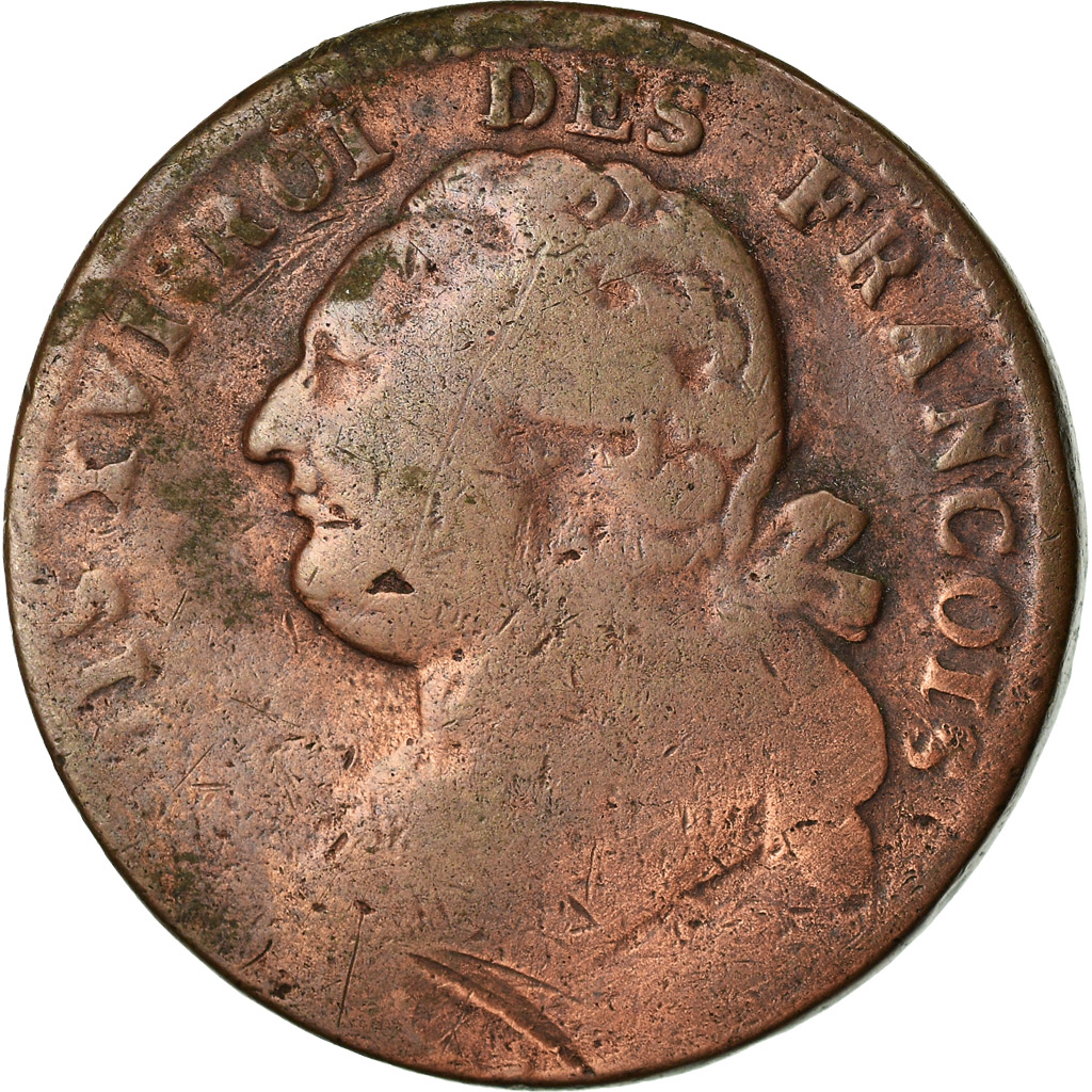 Coin, France, Louis XVI, 12 Deniers, 1792, Marseille, , Copper