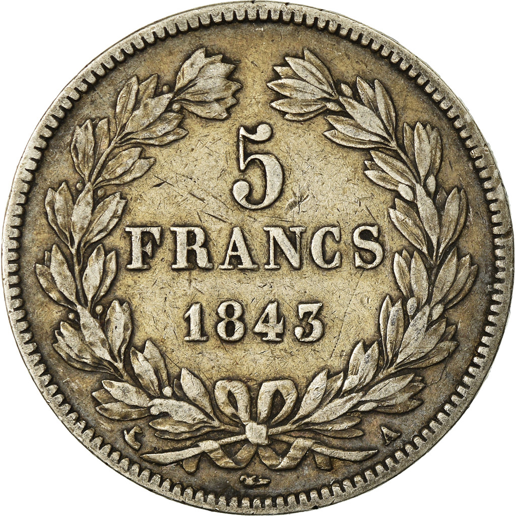 Coin, France, Louis-Philippe, 5 Francs, 1843, Paris, , Silver