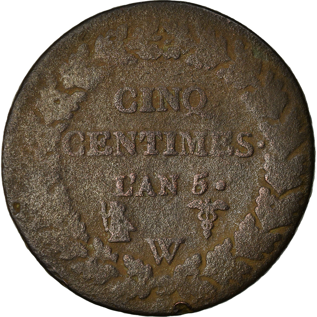 Coin, France, Dupré, 5 Centimes, AN 5, Lille, , Bronze, KM:640.11