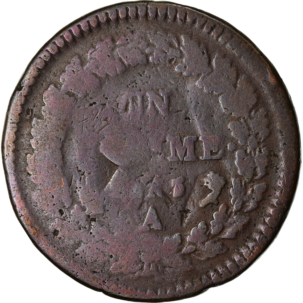 Coin, France, Dupré, Decime, AN 5, Paris, Refrappage du 2 décimes, 