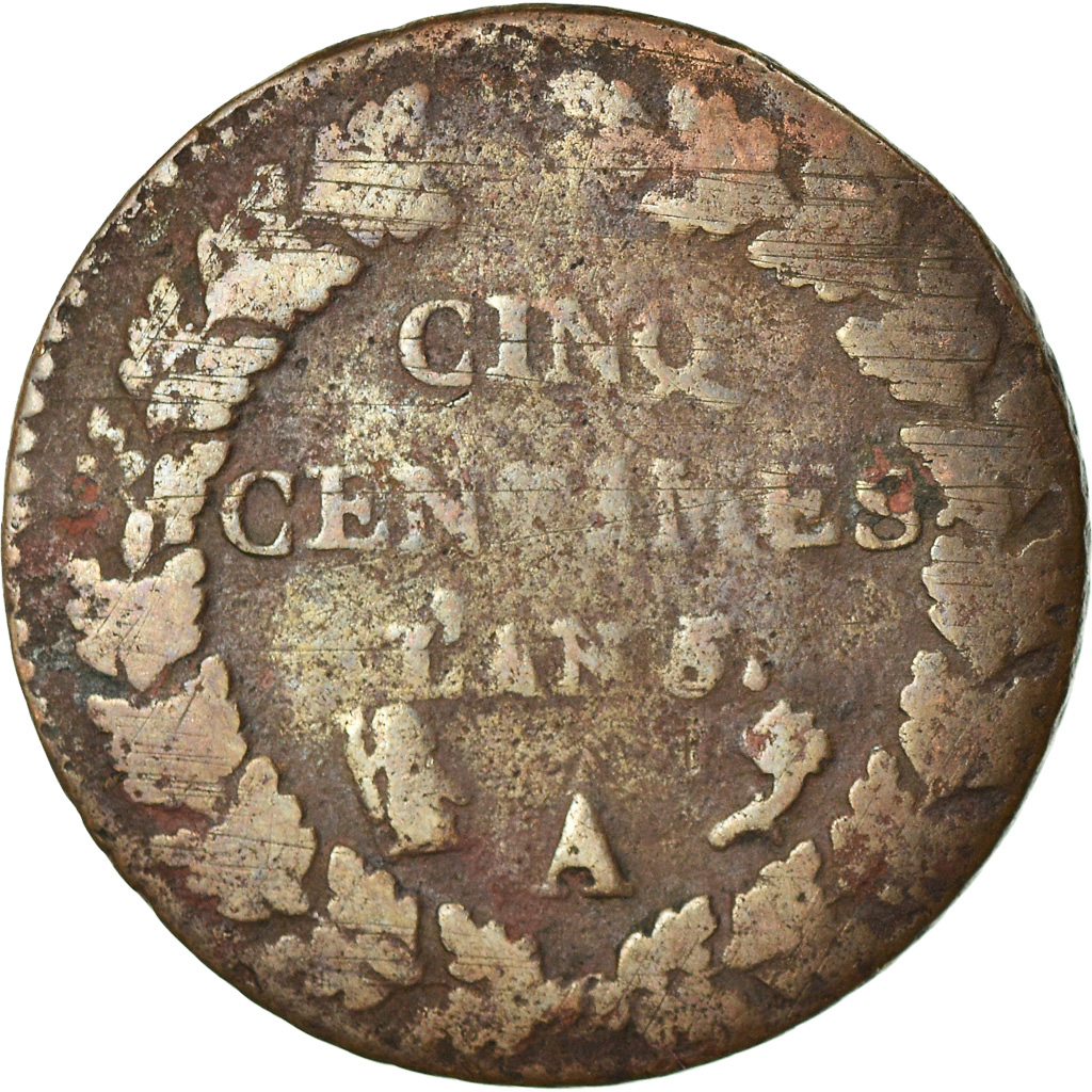 Coin, France, Dupré, 5 Centimes, AN 5, Paris, , Bronze, KM:640.1