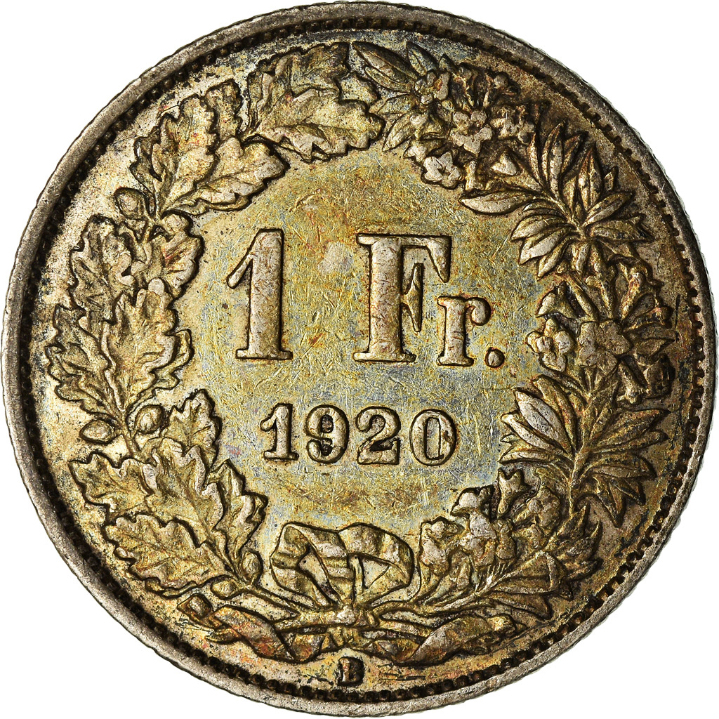 Coin, Switzerland, Franc, 1920, Bern, VF(30-35), Silver, KM:24