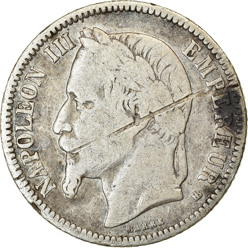 Coin, France, Napoleon III, Napoléon III, Franc, 1866, Strasbourg, 