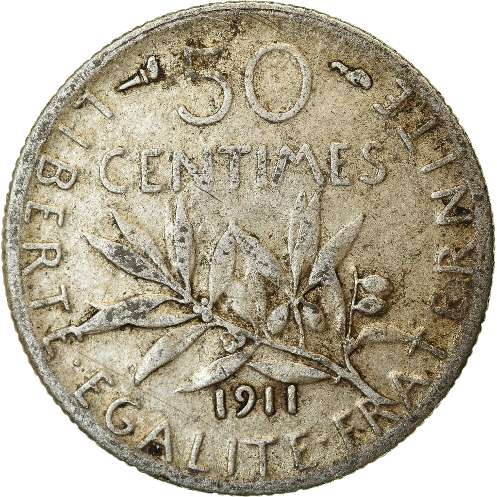 Coin, France, Semeuse, 50 Centimes, 1911, Paris, , Silver, KM:854