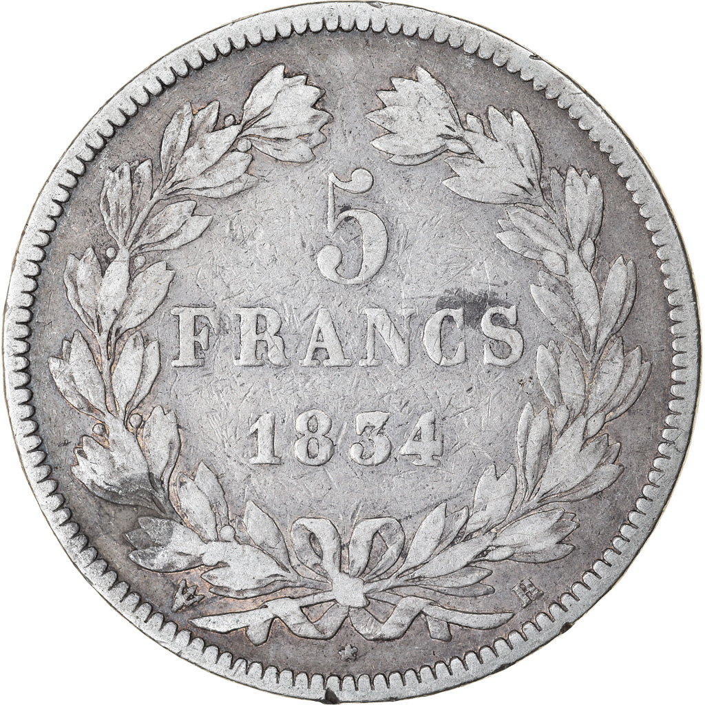 Coin, France, Louis-Philippe, 5 Francs, 1834, La Rochelle, , Silver