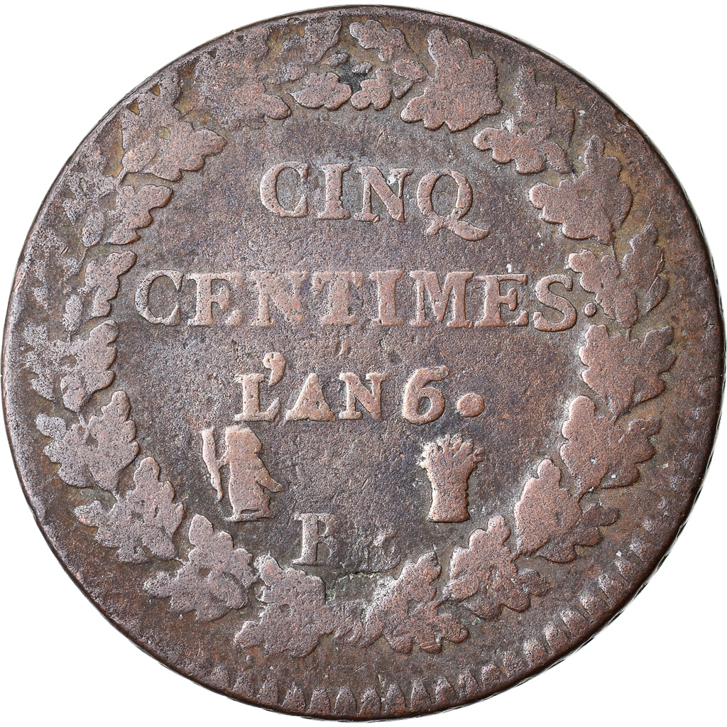 Coin, France, Dupré, 5 Centimes, An 6/5, Strasbourg, , Bronze