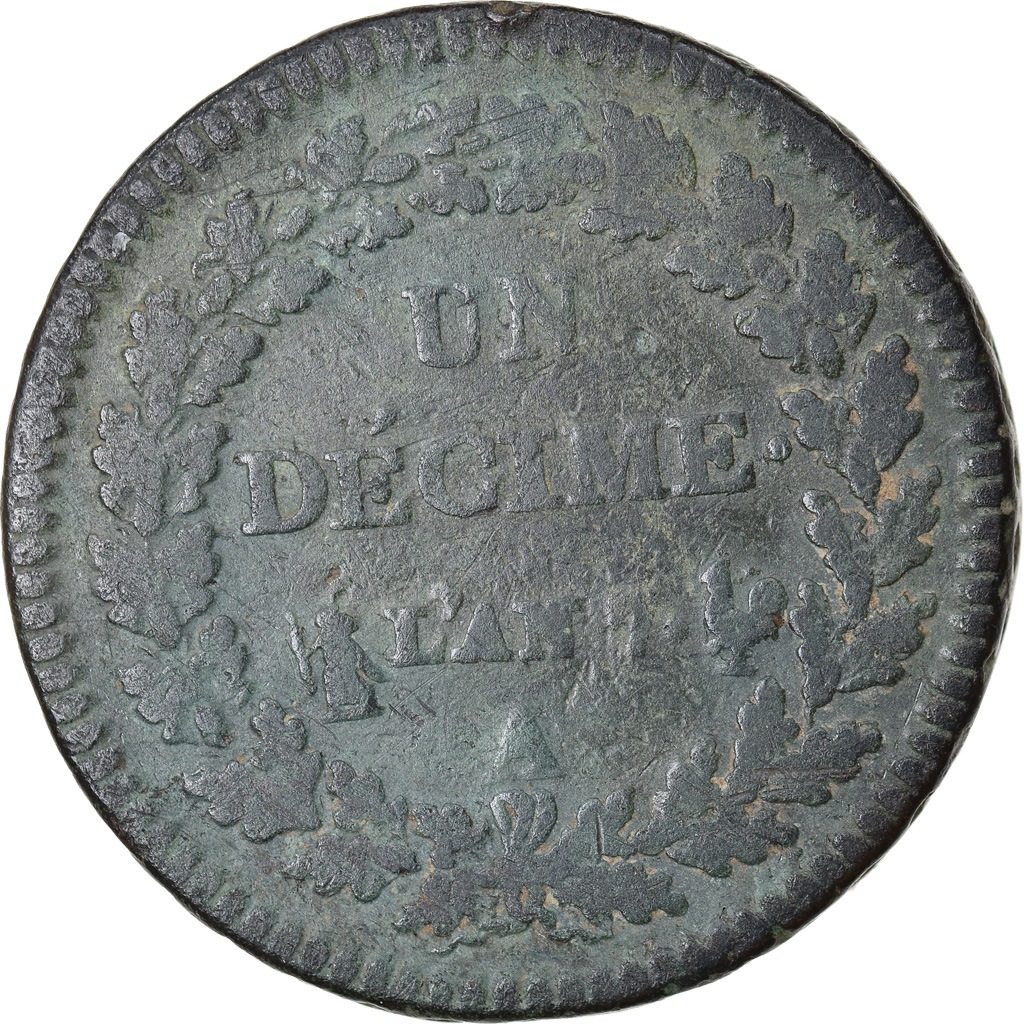 Coin, France, Decime, AN 7/5, Paris, Coq/Corne, , Bronze, Gadoury:187