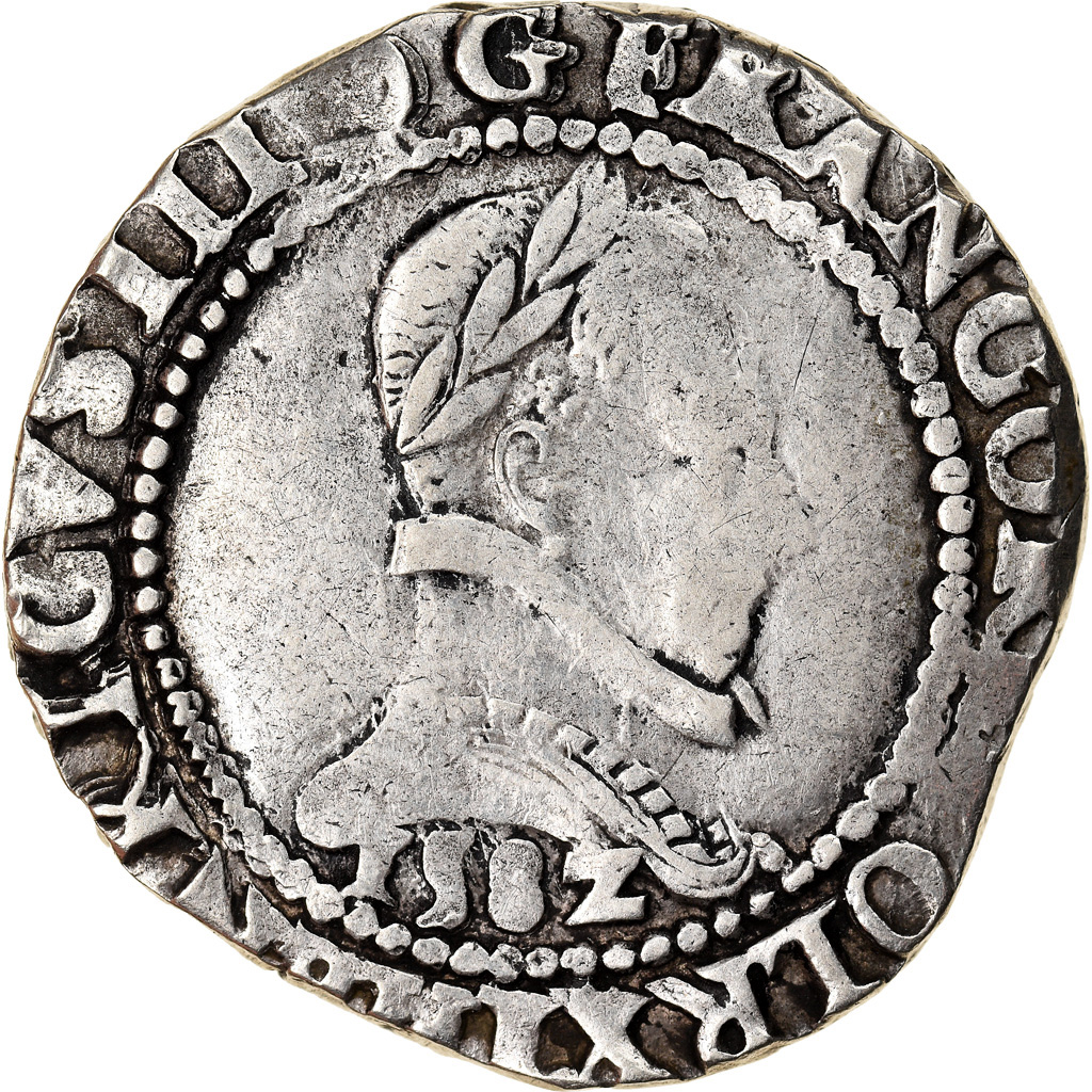 Coin, France, Henri III, Franc au Col Plat, 1582, Bayonne, VF(30-35), Silver