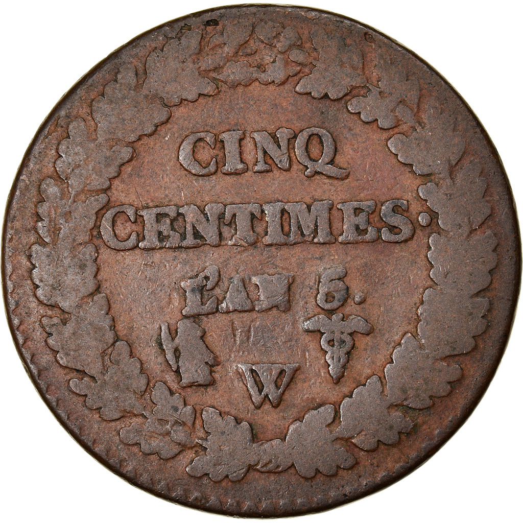 Coin, France, Dupré, 5 Centimes, AN 5, Lille, , Bronze, KM:640.11
