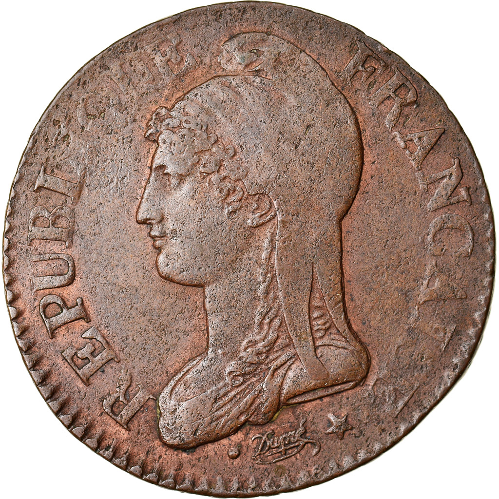 Coin, France, Dupré, 5 Centimes, AN 8, Metz, , Bronze, KM:640.2