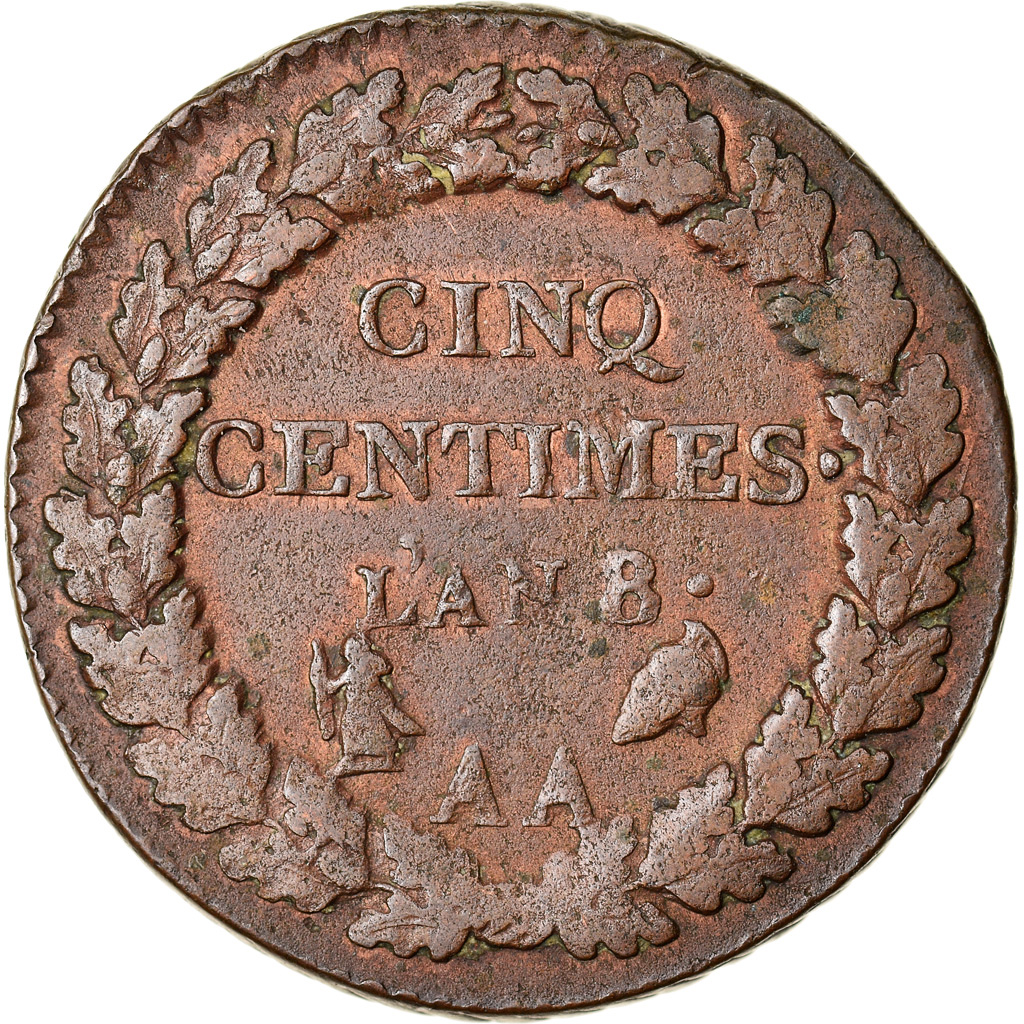 Coin, France, Dupré, 5 Centimes, AN 8, Metz, , Bronze, KM:640.2