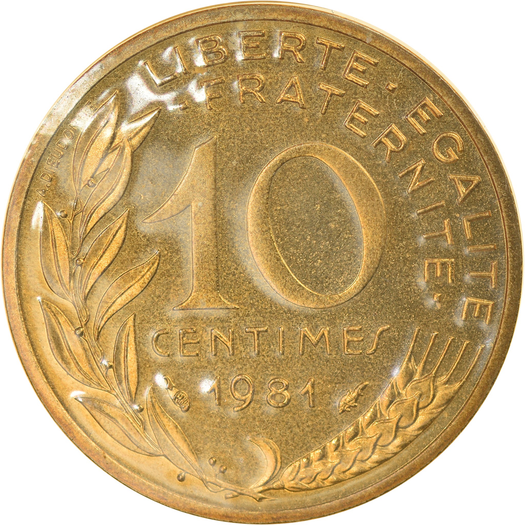 [#856503] Coin, France, Marianne, 10 Centimes, 1981, Paris, FDC, MS(65-70)