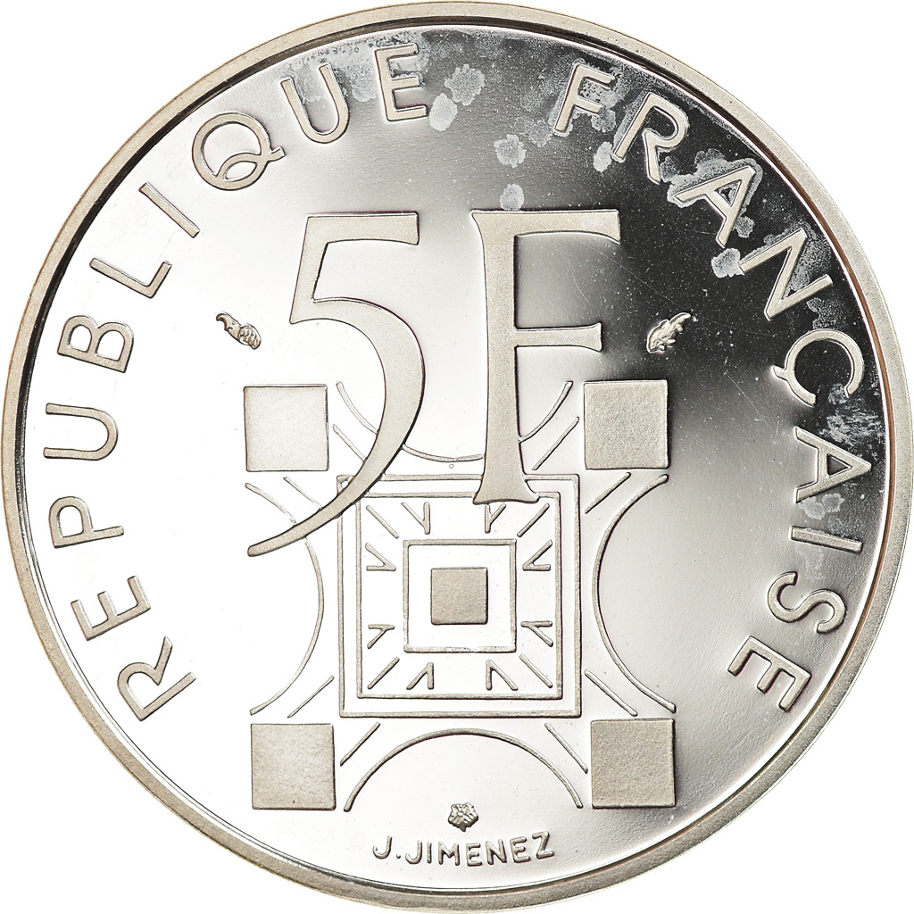 Coin, France, Tour Eiffel, 5 Francs, 1989, Paris, BE, , Silver, KM:968a