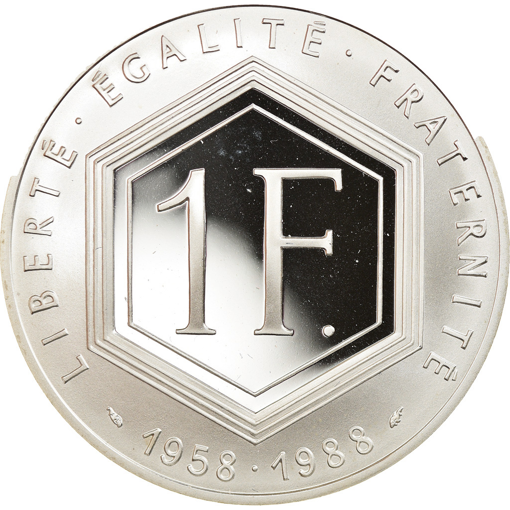 Coin, France, Charles de Gaulle, Franc, 1988, Paris, Proof, , Silver