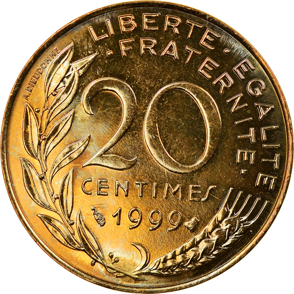 Coin, France, Marianne, 20 Centimes, 1999, Paris, , Aluminum-Bronze
