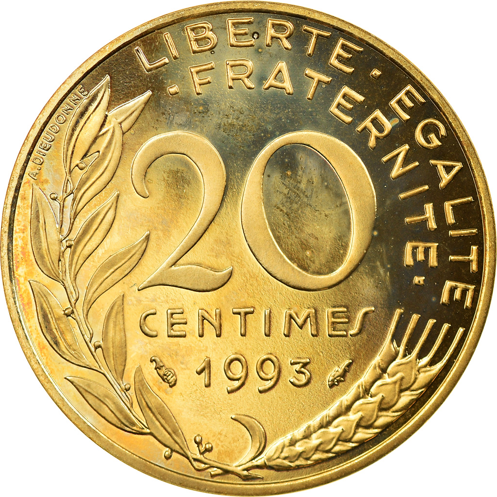 Coin, France, Marianne, 20 Centimes, 1993, Paris, Proof, 