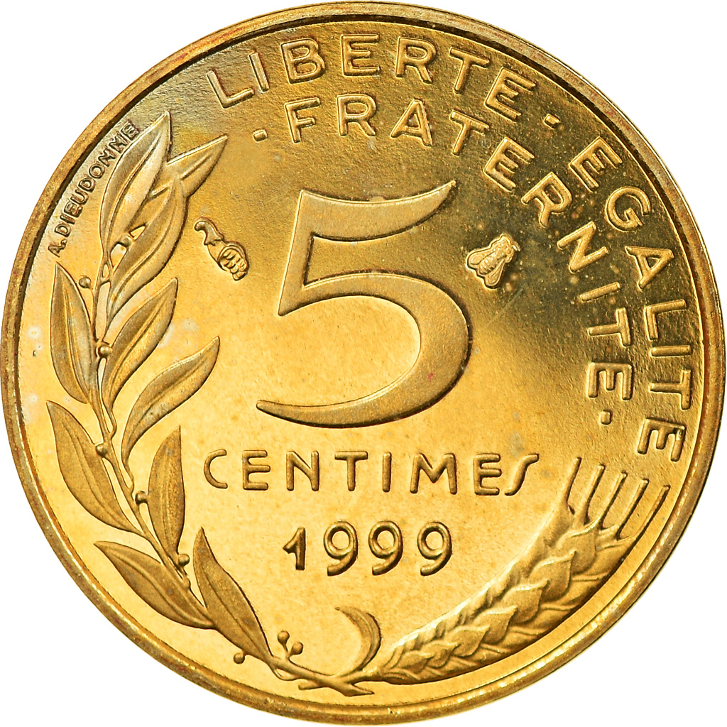 Coin, France, Marianne, 5 Centimes, 1999, Paris, Proof, MS(64), Aluminum-Bronze