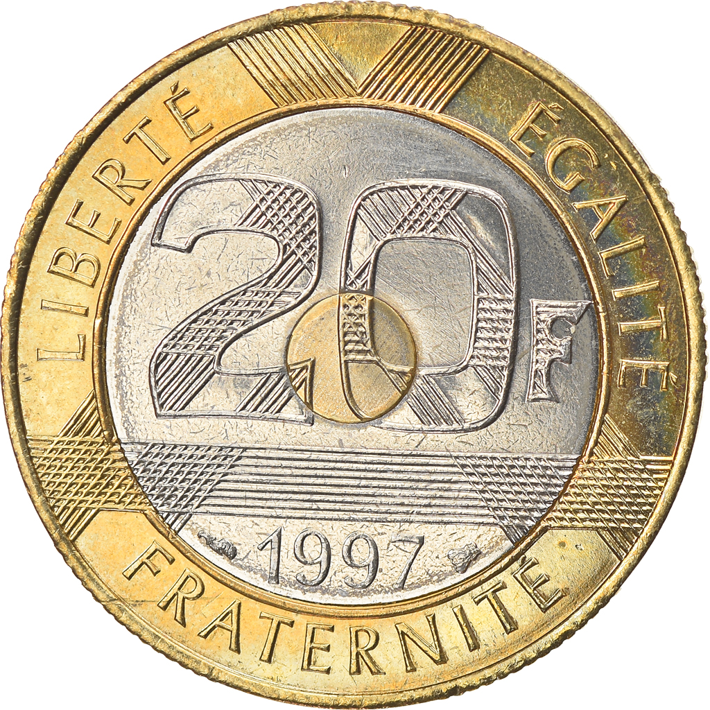 Coin, France, Mont Saint Michel, 20 Francs, 1997, , Tri-Metallic