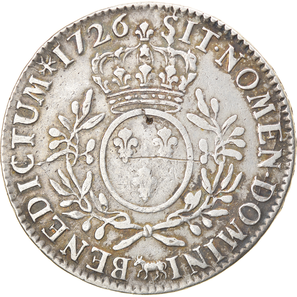 Coin, France, Louis XV, Écu de Béarn aux branches d'olivier, Ecu, 1726, Pau