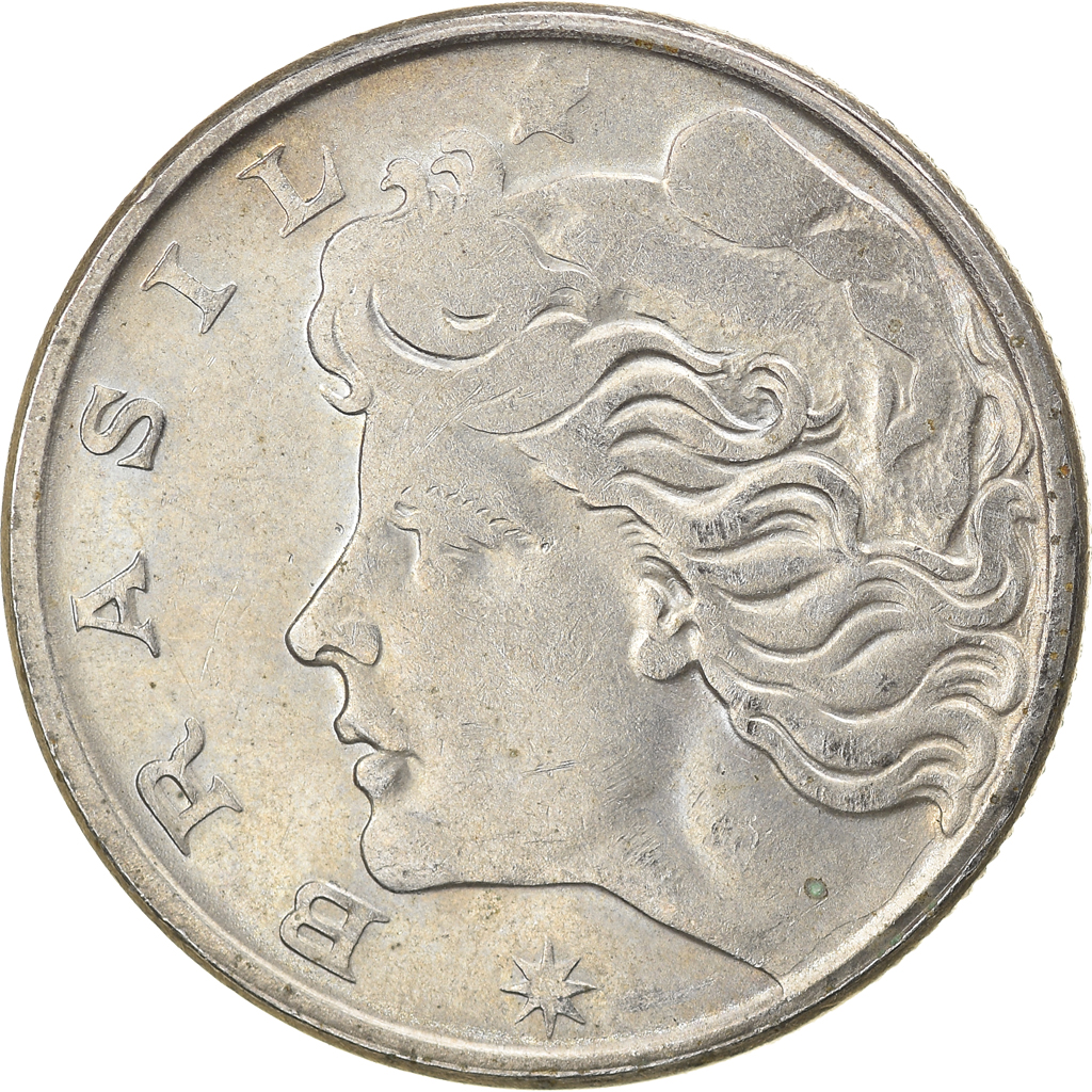 Coin, Brazil, 20 Centavos, 1970, die adjustment strike error, 
